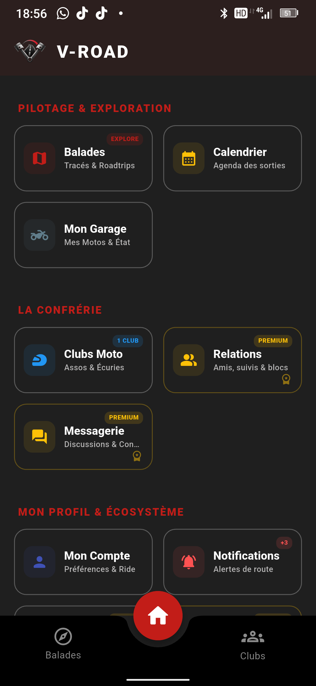 Aperçu de l'application V-Road sur smartphone