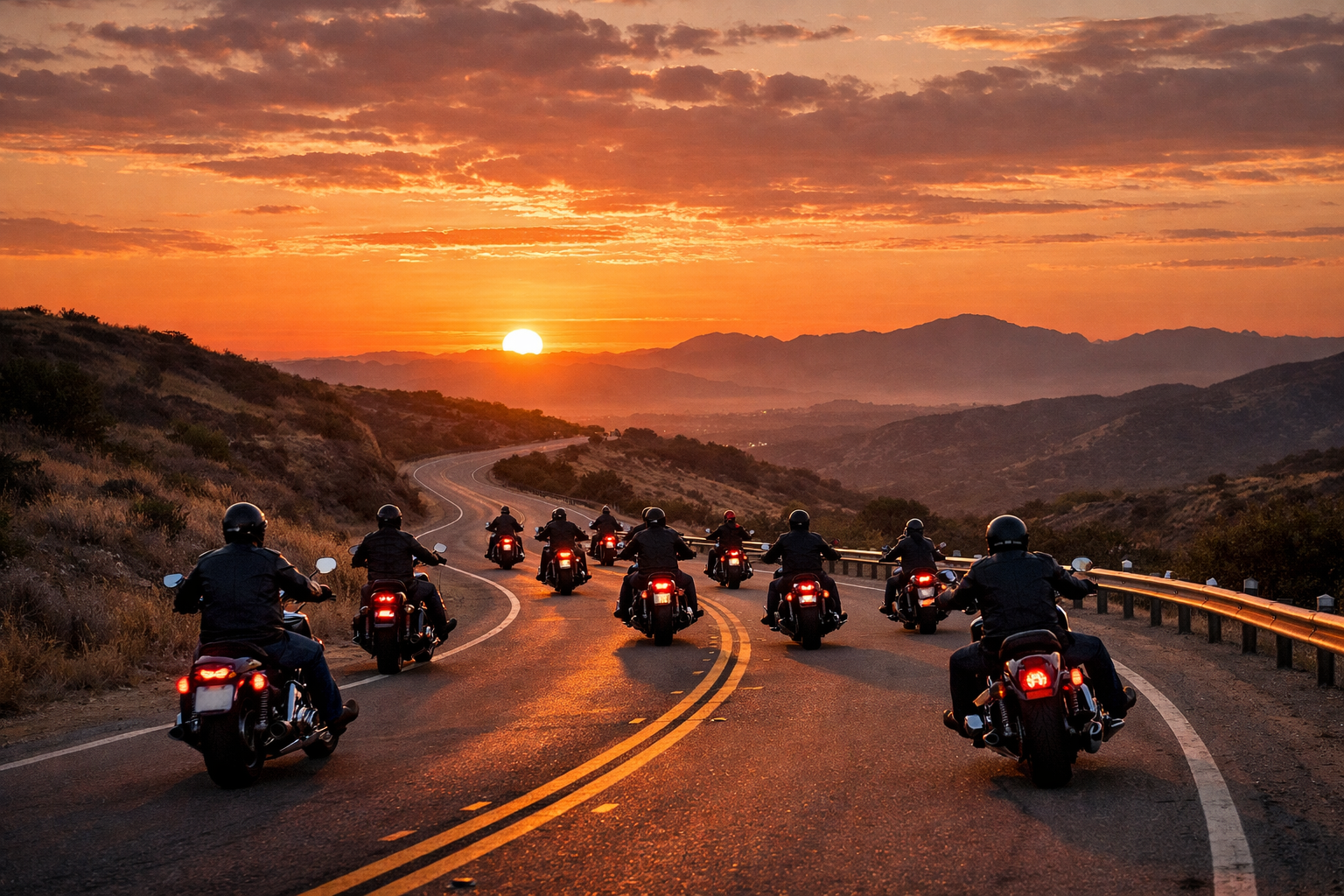 Motard sur une route sinueuse